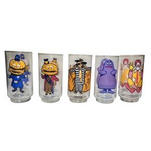 Complete Set of 6 Vintage 1977 McDonalds Collector Series Glasses! Hamburgler!